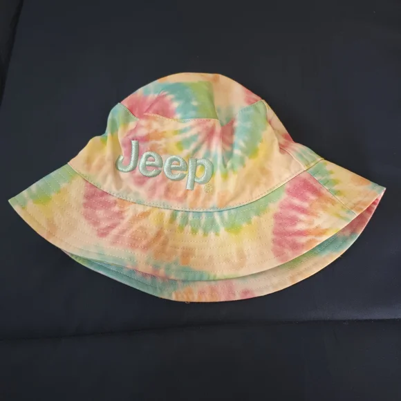 Jeep Pastel Tie-Dye Bucket Hat in Pink, Blue, Yellow, Green - Picture 2 of 5
